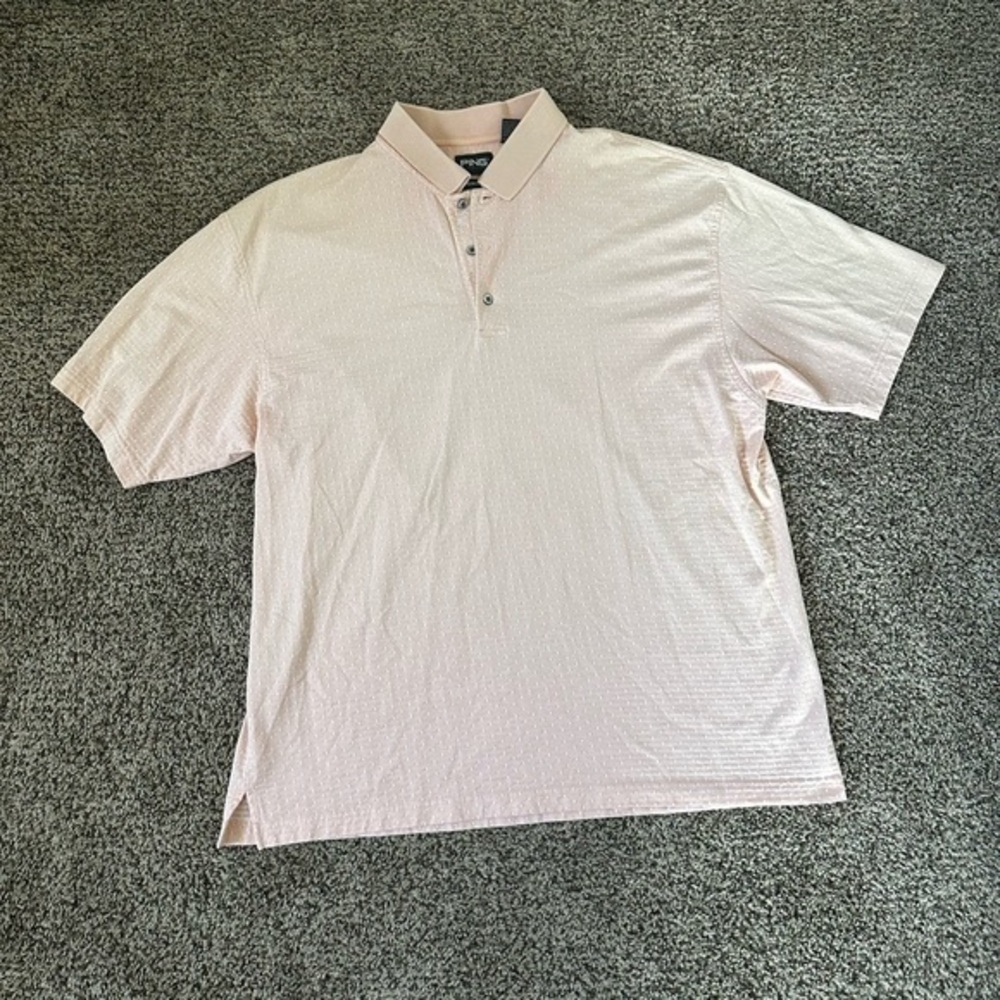 Ping Golf Polo Shirt Salmon ￼￼ Short Sleeve Mercerized Mens Size Extra ￼Large XL